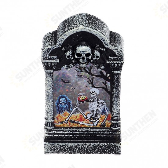 Halloween LED Light Lamp Skeleton Tombstone Castle Plastic Prop Party Gift Decor Table Lamp