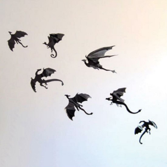 Halloween Spooky 3D Pterosaur Wall Glass Window Wall Sticker Party Decoration 7pcs