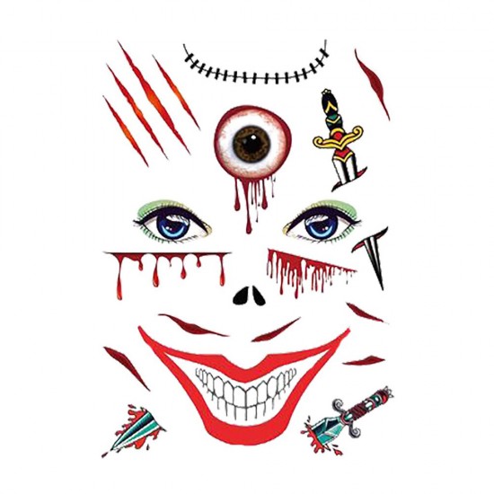 Halloween Tattoo Stickers Scary Halloween Temporary Face Tattoos Terror Wall Sticker Halloween Festival Descoration