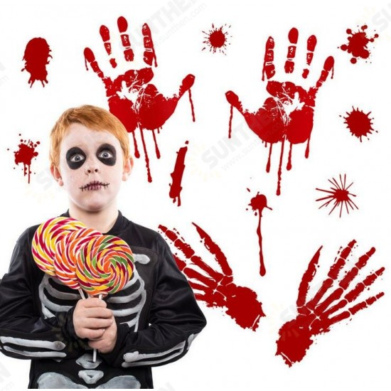 Halloween Wall Sticker Bloody Handprint Footprints Floor Clings Horror Decal Halloween Glass Window Sticker Decaration