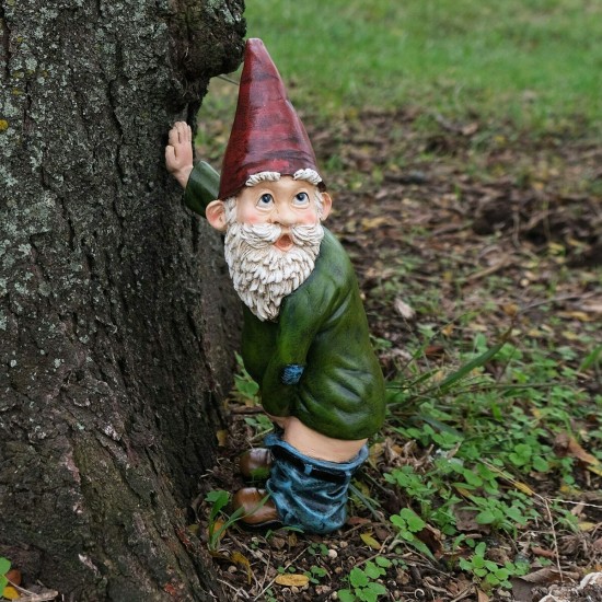 Resin Funny Naughty Garden Gnome for Lawn Indoor or Outdoor Decorations