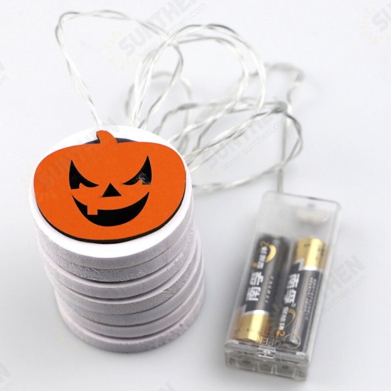 Wooden SPOOKY Alphabet Evil Pumpkin Pattern LED Light String Halloween Pendant Crafts For Home Party Decoration