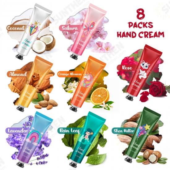 Hand Cream Gift Set 9 Pcs Travel Size Hand Lotion 30ml with Lip Balm Hand Cream for Dry Cracked Hands, Deeply Moisturizing Hand