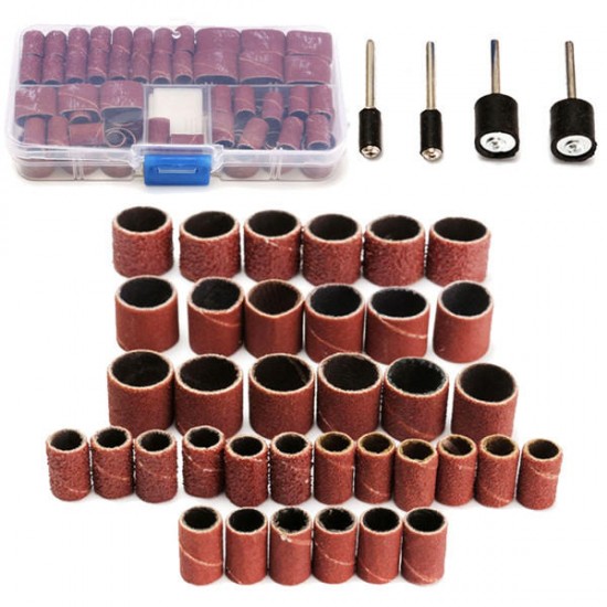 100pcs 60/120/320 Grit Drum Sanding Kit Fit Dremel Rotary Tools with 1/2 1/4 Inch Sanding Mandrels