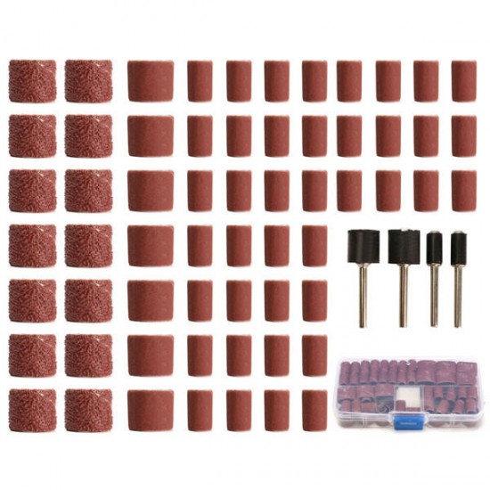 100pcs 60/120/320 Grit Drum Sanding Kit Fit Dremel Rotary Tools with 1/2 1/4 Inch Sanding Mandrels