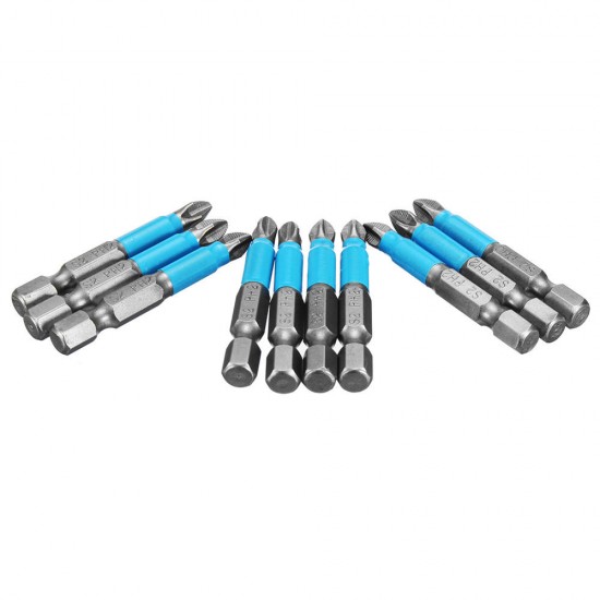 10pcs 1/4 Inch Hex Shank Anti Slip PH2 Phillips Magnetic Impact Screwdriver Drill Bits