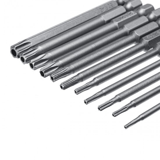 10pcs TT6-TT40 Torx Head Screwdriver Bit 75mm Hex Shank Power Drill Screwdriver Bits Set