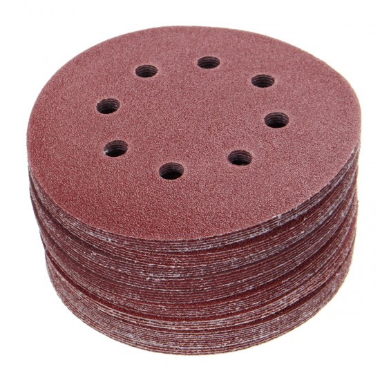 125pcs 5 Inch 8 Holes Abrasive Sanding Discs Sanding Paper 60/80/100/120/240 Grit Sandpaper