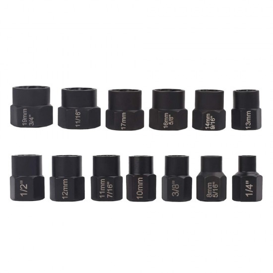 13pcs Impact Damaged Bolt Nut Remover Extractor Socket Tool Set Bolt Nut Screw Removal Socket Wrench