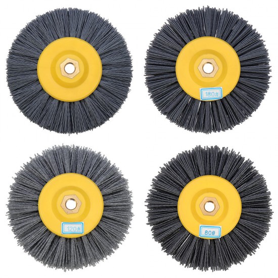 150x40mm M14 Nylon Wire Drawing Wheel Brush 80/120/180/320 Grit Drum Burnishing Polishing Wheel