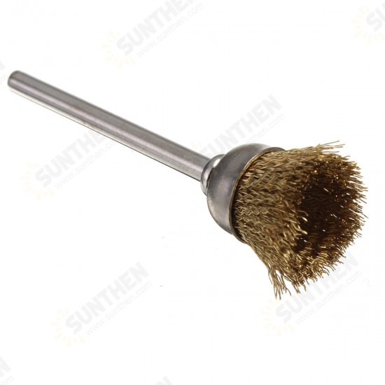 16mm Brass Wire Wheel Brush 3mm Shank for Rotary Tool Accessories