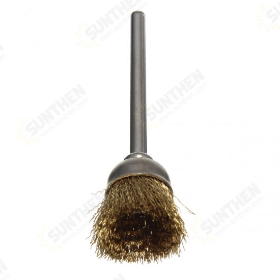 16mm Brass Wire Wheel Brush 3mm Shank for Rotary Tool Accessories