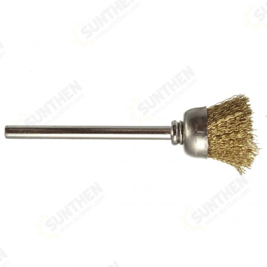 16mm Brass Wire Wheel Brush 3mm Shank for Rotary Tool Accessories