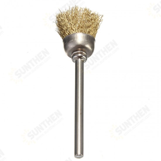 16mm Brass Wire Wheel Brush 3mm Shank for Rotary Tool Accessories