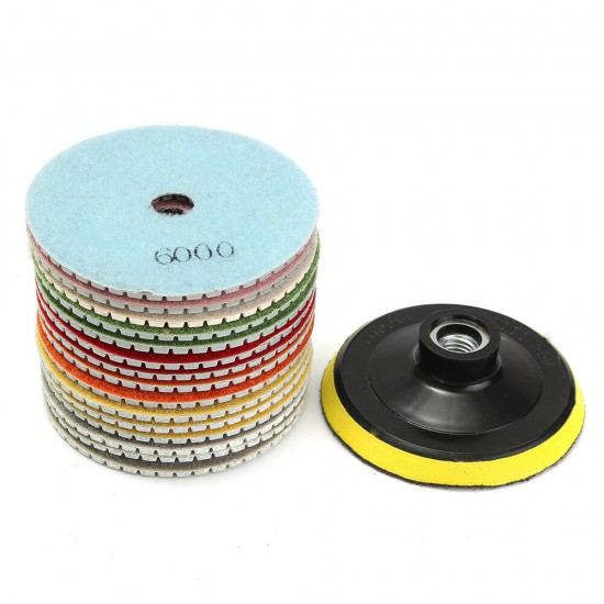 16pcs 4 Inch 50 to 10000 Grit Diamond Polishing Pad for Granite Stone Concrete Marble