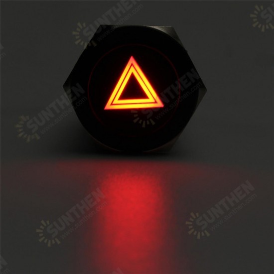 19mm 12V LED Push Button On Off Hazard Warning Signal Light Switch For Car Lorry Boat