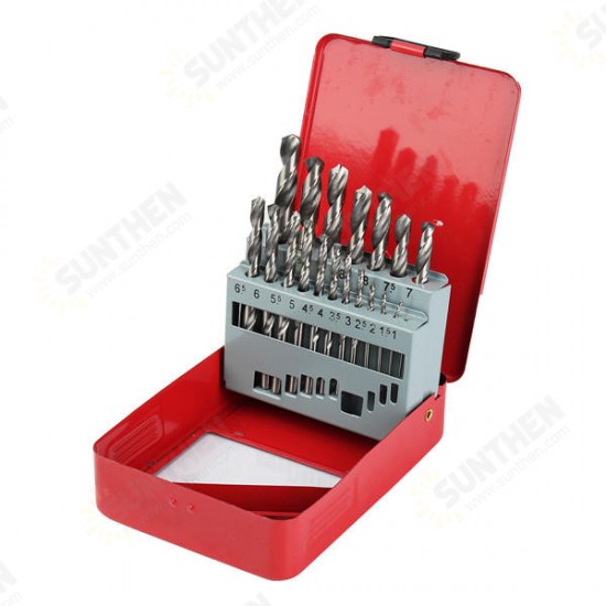 19pcs HSS 1-10mm Twist Drill Bits Set High Speed Steel Straight Shank Twist Drill Bit