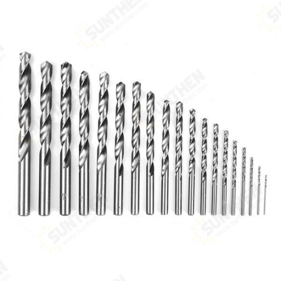 19pcs HSS 1-10mm Twist Drill Bits Set High Speed Steel Straight Shank Twist Drill Bit