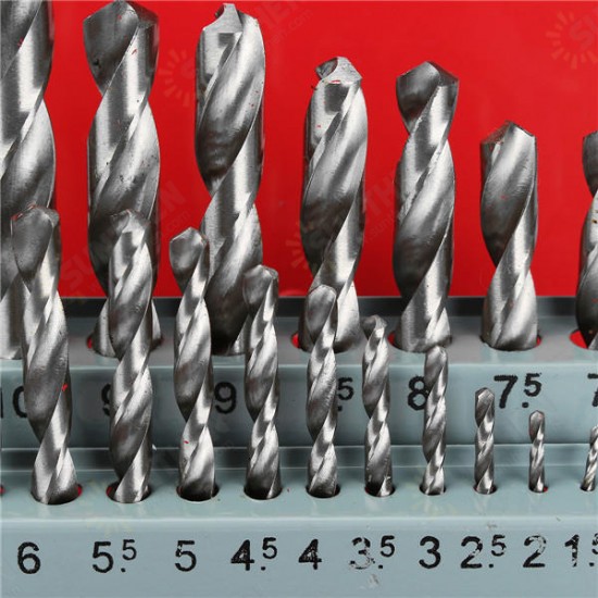 19pcs HSS 1-10mm Twist Drill Bits Set High Speed Steel Straight Shank Twist Drill Bit