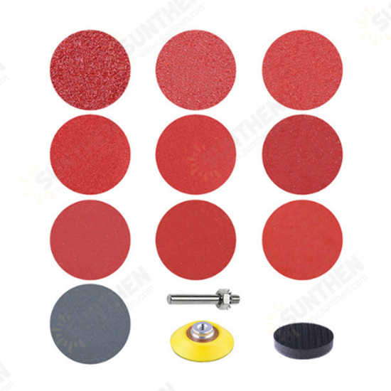 2 Inch 203pcs Sandpaper Pads Set 60/80/100/120/240 Grit Sander Disc Abrasive with Sticky Disk Cushion Pad Fit Polishing Tools