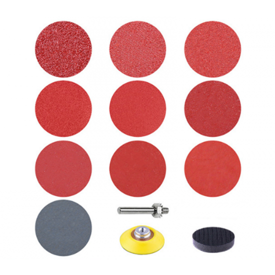 2 Inch 203pcs Sandpaper Pads Set 60/80/100/120/240 Grit Sander Disc Abrasive with Sticky Disk Cushion Pad Fit Polishing Tools