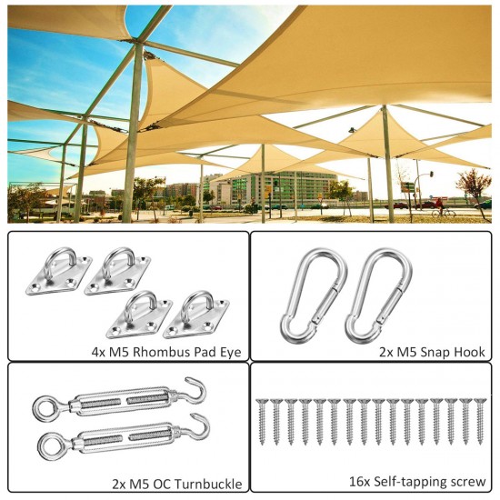 24pcs Sun Shade Sail Accessories for Triangle or Square Shade Sail Replacement Fitting Tools