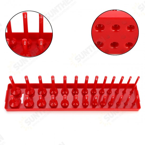 26 Slot 3/8 Inch SAE Socket Rack Storage Rail Tray Holder Shelf Organizer Stand Machinery Parts