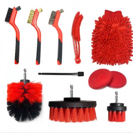 27pcs Car Wash Tools Set with Car Wash Cleaning Brush Car Wipes Tire Cleaning Brush Car Wash Brush Electric Drill Brush