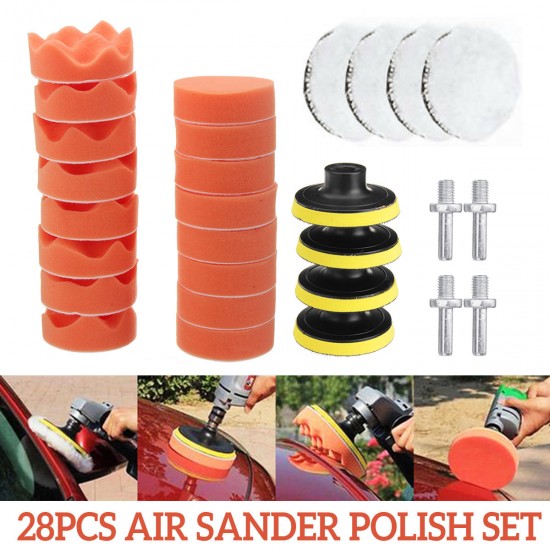 28pcs 3 Inch Waxing Buffing Polishing Sponge Pads Kit Sander Polisher Gross Polishing Pad