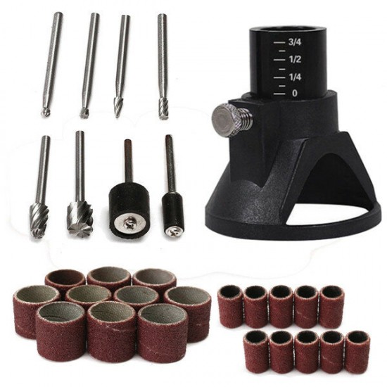 29pcs Drill Carving Positioner Locator with Sanding Bands and Rotary Burr for Rotary Tool