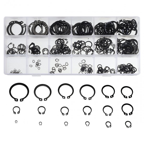 300pcs Retaining Circlip Set External Circlips Snap Ring Assortment Set Black