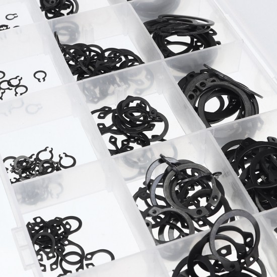 300pcs Retaining Circlip Set External Circlips Snap Ring Assortment Set Black