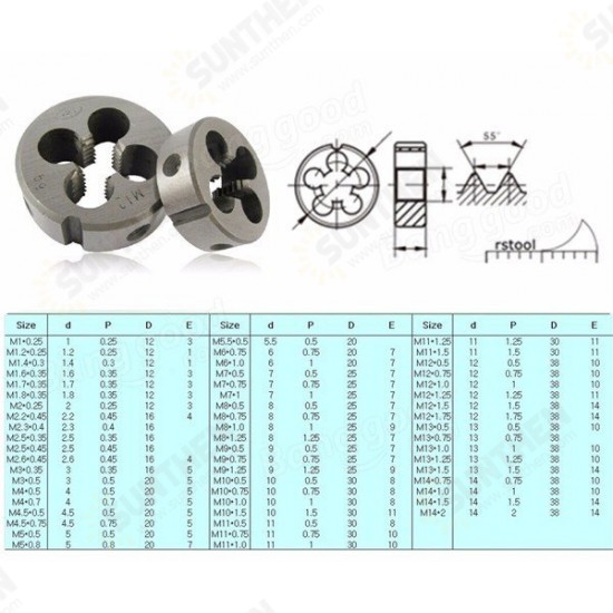 38mm Daimeter Right Hand Thread Alloy Steel Die M12 to M14 Metric Right Hand Die