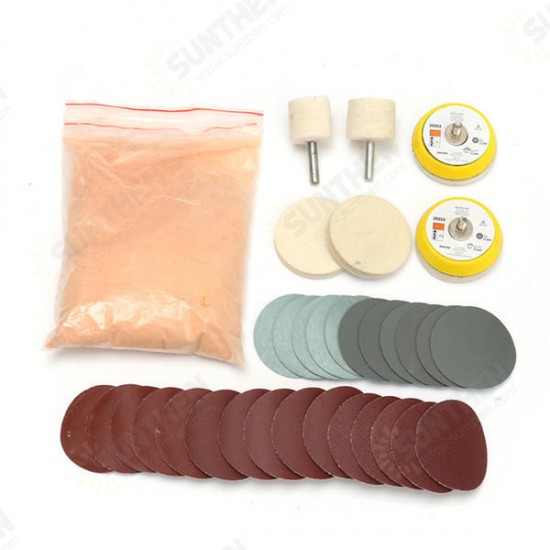 39pcs Glass Polishing Kit 8OZ 230g Cerium Oxide Powder with Polishing Pad Wheel and Sandpaper