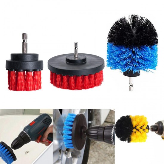 3Pcs 2/3.5/4 Inch Electric Drill Brush Tile Grout Power Scrubber Tub Cleaning Brush Red Blue Yellow