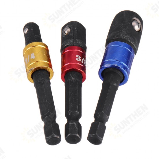 3Pcs Black Screwdriver Extension Bar Adapter 1/4 Inch Hex Shank Screwdriver Bit Socket Adapter