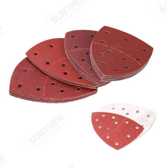 40pcs 152*105 11 Hole Triangle Palm Type Separation Sandpaper Pads Set 40/60/80/120/180 Grit Sander Disc Abrasive Fit Polishing Tools