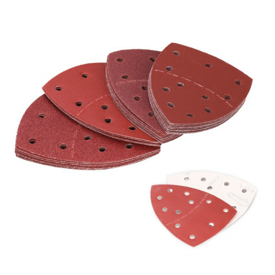 40pcs 152*105 11 Hole Triangle Palm Type Separation Sandpaper Pads Set 40/60/80/120/180 Grit Sander Disc Abrasive Fit Polishing Tools