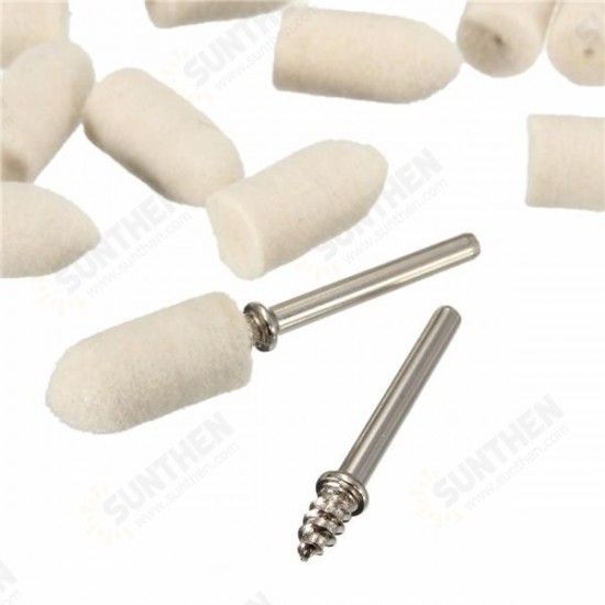 45pcs Wool Polishing Head Buffing Wheel For Dremel Rotary Tool With 2 Conecting Rods