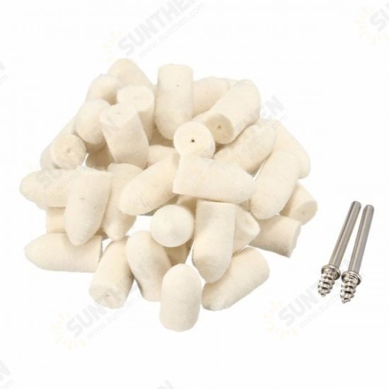 45pcs Wool Polishing Head Buffing Wheel For Dremel Rotary Tool With 2 Conecting Rods