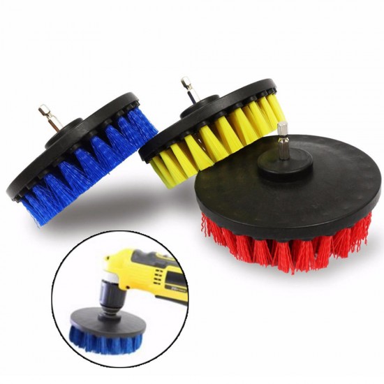 5 Inch Red/Yellow/Blue Bristle Electric Drill Brush Cleaning Brush for Dust Removal