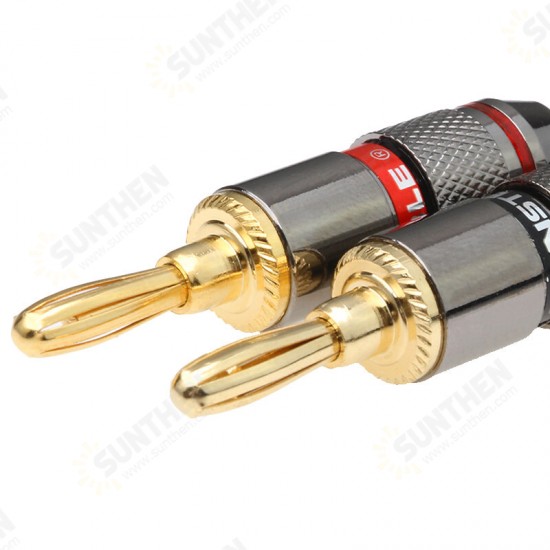 50-90VA Gold Plated Male Connector 8/12Pcs Audio Speaker Cable Wire Banana Plug Jack