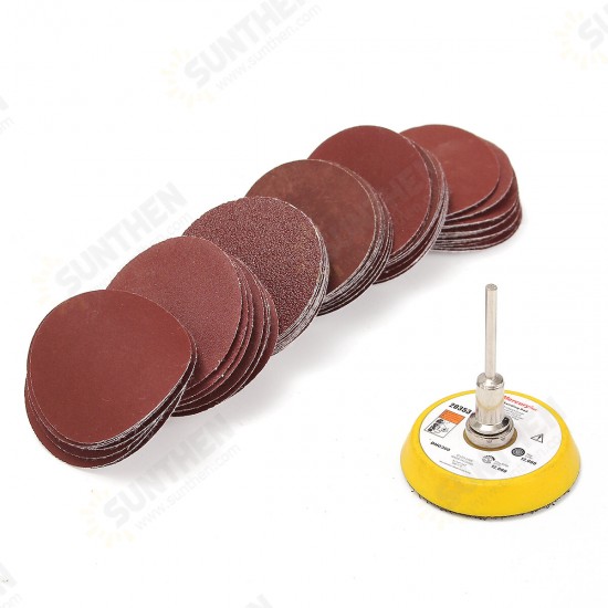 50mm 60pcs 100-2000 Grit Hook Loop Sanding Pad Sander Disc Sand Paper with 3mm Shank