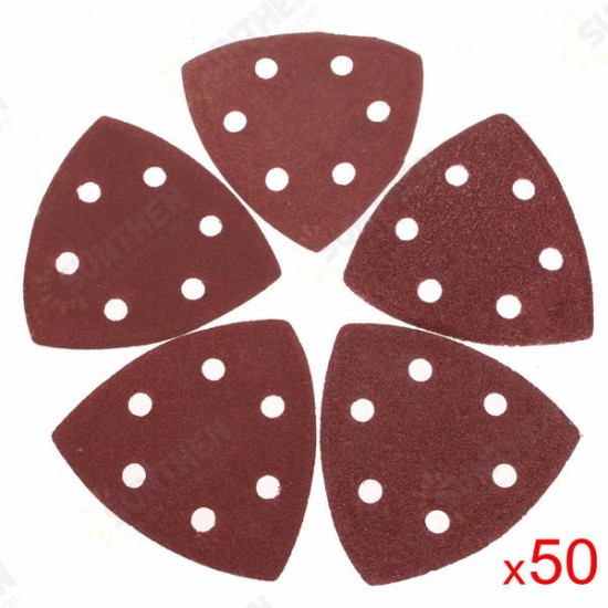 50pcs 90mm 40-180 Grit Sanding Sheets Triangle Sander Grinder Backing Paper Pads