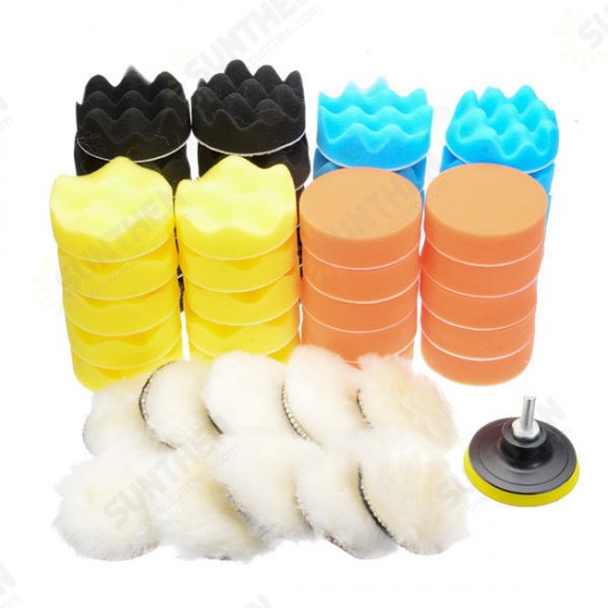 51Pcs 80mm Buffing Polishing Pad Buffer Kit For Electric Auto Polishers