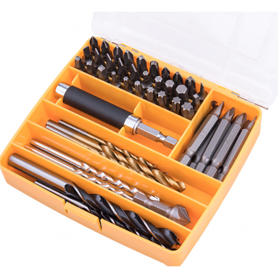 57pcs Wood Masonary Drill Set Chrome Vanadium Steel Screwdriver Bits Power Drilling Tools Repair Hand Tools Kit in Storage Case