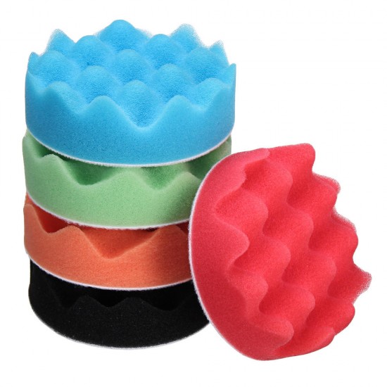 5Pcs 4 Inch 5 Inch Sponge Foam Polishing Pad Waxing Buffing Mats Polisher Kit