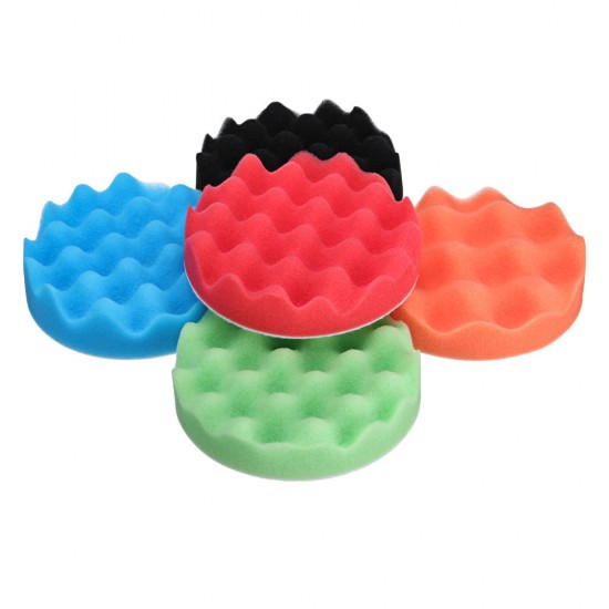 5Pcs 4 Inch 5 Inch Sponge Foam Polishing Pad Waxing Buffing Mats Polisher Kit