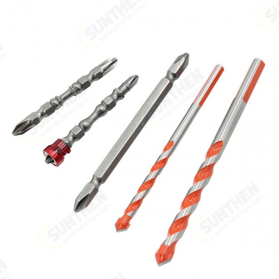 5Pcs Tile Glass Drill Set Magnetic Ring Cross Screwdriver Bit Multifunctional Cutter Marble