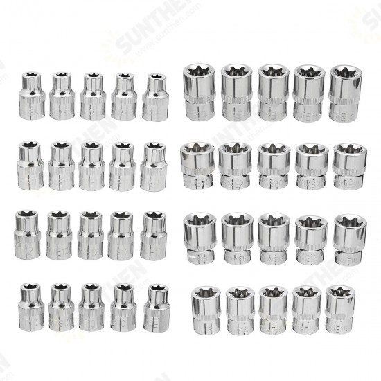 5pcs 3/8 Inch Driver Socket Set E Star Socket Metalworking Household Wrench Sockets